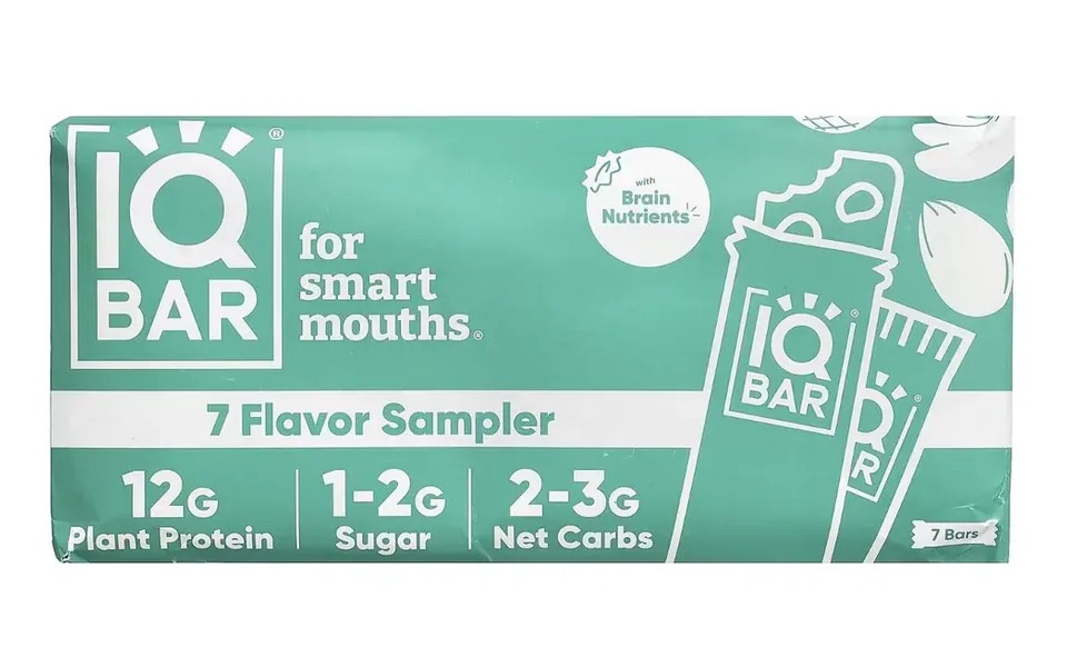 IQBAR Plant Protein Bar seven-flavor sampler package